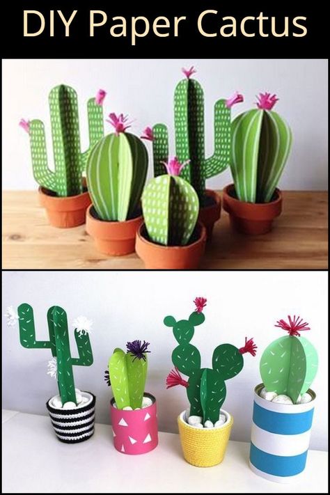 Paper Cactus Craft, Paper Cactus Template, Paper Plate Cactus, Cactus Crafts, Mexican Graduation, Paper Cactus, Cactus Craft, Easy Fathers Day Craft, Paper Flower Arrangements