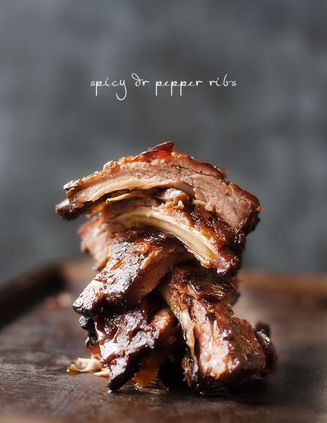 spicy dr pepper ribs Dr Pepper Ribs, Meat Food Styling, Ribs Easy, Spicy Pulled Pork, Bourbon Tasting, Spicy Brown Mustard, Bbq Ribs, Rib Recipes, Carne Asada