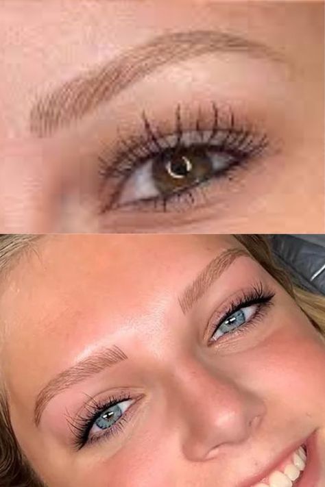 Blonde Eyebrow Microblading-Eyebrowsbar.com Natural Microblading Eyebrows Blonde, Microblading Styles, Blonde Microblading Eyebrows, Microblading Eyebrows Before And After, Microblading Patterns, Natural Microblading Eyebrows, Blonde Microblading, Microbladed Eyebrows, Blonde Brows