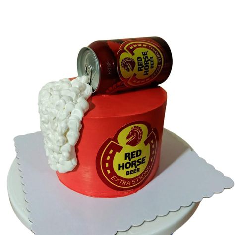 Red Horse Cake Design, Red Horse Beer Cake, Red Horse Cake, Horse Cake Design, Beer Can Cakes, Cake Design For Men, Red Beer, Horse Cake, Beer Cake