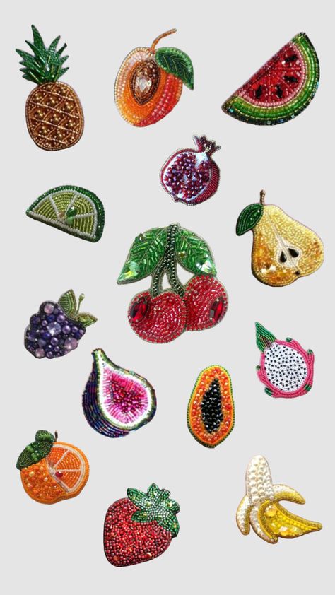 #fruit #beaded #aesthetic #vibes #art Beaded Aesthetic, Vibes Art, Aesthetic Vibes, Bead Embroidery, Your Aesthetic, Brooches, Energy, Fruit, Embroidery