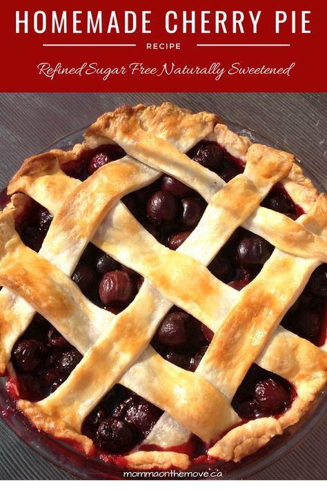 Cherry Pie Healthy, Healthy Cherry Pie, Sugar Free Cherry Pie, Cherry Pie Recipe Easy, Fresh Cherry Pie, Healthy Easy Recipe, Fresh Cherry Recipes, Cherry Pie Filling Recipes, Almond Pie