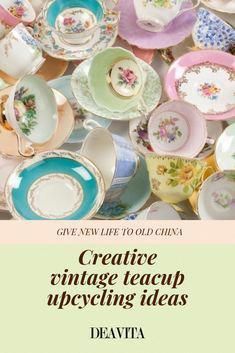 How to give new life to old china? We found the best and most creative vintage teacup upcycling ideas to inspire you. Do not throw away your Crafts Using Tea Cups And Saucers, Ideas For Tea Cups And Saucers, Old Teacups Upcycle, Upcycle Tea Cups And Saucers, Ways To Display Tea Cups And Saucers, Upcycle Plates Repurposed, Teacup And Saucer Crafts, Cups And Saucers Crafts Ideas, Vintage Teacup Crafts