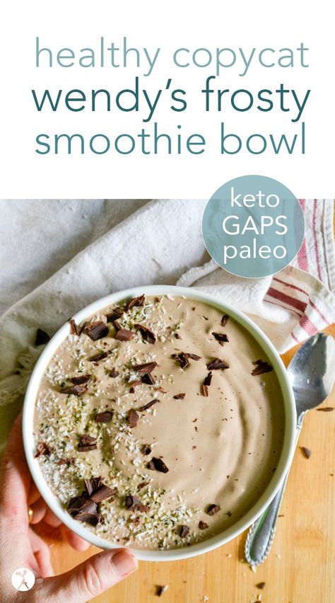 Copycat Wendy's Frosty Smoothie Bowl :: paleo, keto, GAPS Wendy's Frosty, Protein Smoothie Bowl, Chocolate Smoothie Bowl, Dessert For Breakfast, Dessert Smoothie, Chocolate Smoothie, Glutenfree Dairyfree, Low Carb Chocolate, Smoothie Bowl Recipe