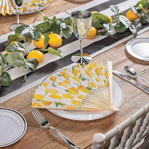 Amazon.com: Fun Express Bulk 48 Pieces Lemon Printed Folding Hand Fans : Home & Kitchen Wedding Handouts, Head Table Centerpieces, Lemon Garland, Ceremony Arches, Lemon Uses, Folding Hand Fan, Folded Hands, Fabric Journals, Hand Fans