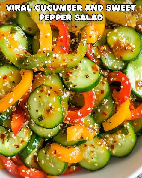 Viral Cucumber and Sweet Pepper Salad: A Crunchy, Flavorful Sensation – Foodyhealthylife Cucumber And Sweet Pepper Salad, Cucumber And Bell Pepper Salad, Cucumber Sweet Pepper Salad, Mini Cucumber Salad, Cucumber And Pepper Salad, Sweet Pepper Salad, Chinese Cabbage Stir Fry, Viral Cucumber, Cucumber Avocado Salad