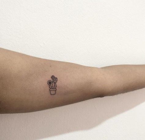 Cactus Matching Tattoo, Small Cactus Tattoo With Flower, Cactus With Flower Tattoo, Cactus Tatoos, Fine Line Cactus Tattoo, Mini Cactus Tattoo, Cactus Tattoo Minimalist, Little Cactus Tattoo, Tiny Cactus Tattoo