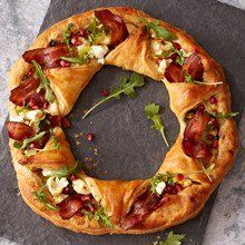 Recipe 3x5 | Nueske's Bacon Cheese Wreath, Pastry Wreath, Cheese Wreath, Lake Christmas, Savoury Bakes, Breakfast Gift, Puff Pastry Dough, Christmas Foods, Frozen Puff Pastry