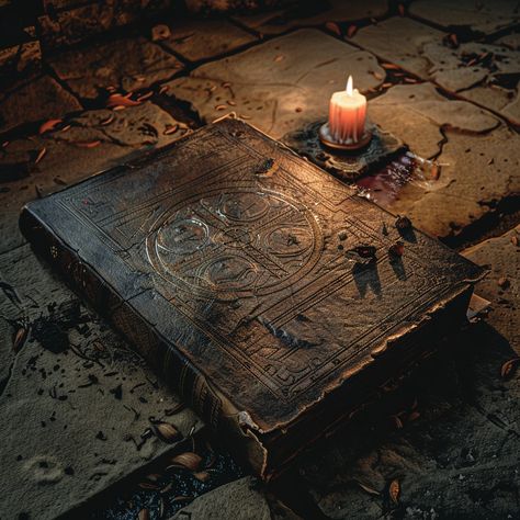 #Mystical Ancient #Tome: An #ancient, mysterious book bound in dark #leather lies open beneath the flickering #candlelight. #mystical #ancient #tome #candle #leather #aiart #aiphoto #stockcake ⬇️ Download and 📝 Prompt 👉 https://stockcake.com/i/mystical-ancient-tome_692091_979678 Ancient Scrolls Aesthetic, Tome Aesthetic, Ancient Books Aesthetic, Dark Mystic Aesthetic, Book Of Shadows Aesthetic, Mystic Aesthetic, Occult Aesthetic, Ancient Mystery, Dark Book