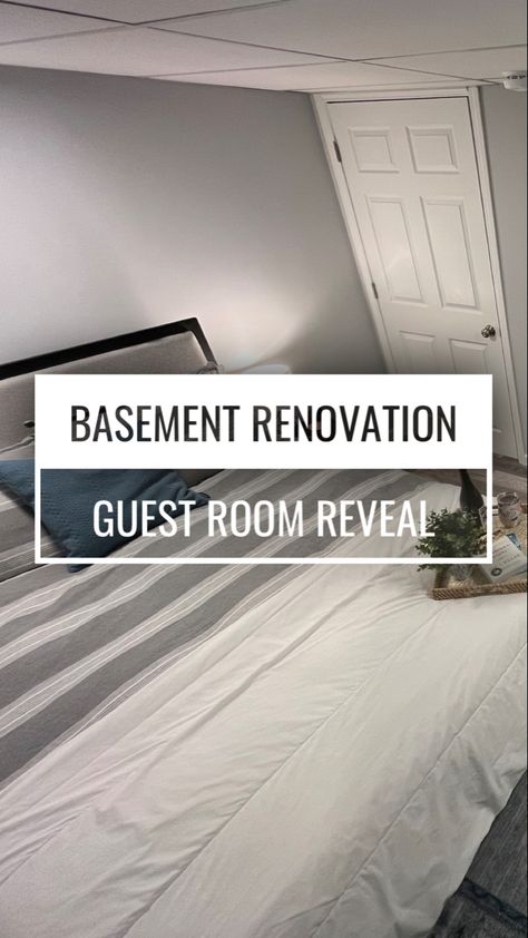 Now that the basement reno work is finished, I’ve been trying to get everything furnished and decorated. Since we had guests last weekend, it was the perfect opportunity to put the finishing touches on our basement guest room! Check out the full story in my blog! Guest Room Ideas Basement, Guest Bedroom In Basement Ideas, Guest Room Basement, Basement Guest Room Ideas, Den And Guest Room Combo, Small Multipurpose Guest Room, Basement Guest Bedroom Ideas, Multipurpose Guest Room Ideas, Basement Bedroom Ideas No Windows