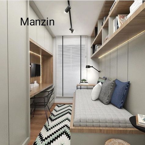 Bed And Office Small Spaces, Bedroom 9 M2, 8 Sqm Bedroom, Super Tiny Bedroom, Compact Bedroom, Apartemen Studio, Mini Bedroom, Small Kids Bedroom, Tiny Bedroom Design