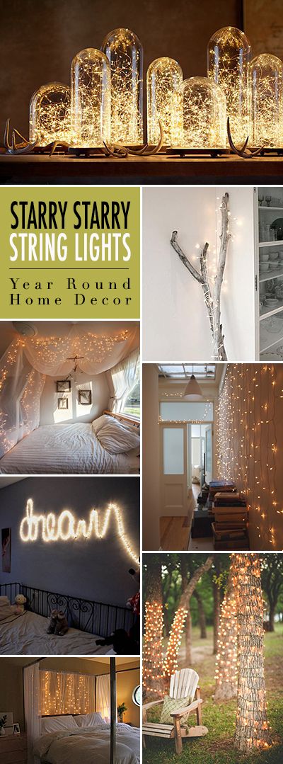 These string light decor ideas will make your holiday party magical! For more ugly Christmas sweater party ideas, visit www.MyUglyChristmasSweater.com and connect with us on Pinterest! Round Home Decor, Starry String Lights, Firefly Lights, Dream Decor, Lighting Ideas, My New Room, Firefly, 인테리어 디자인, Design Branding