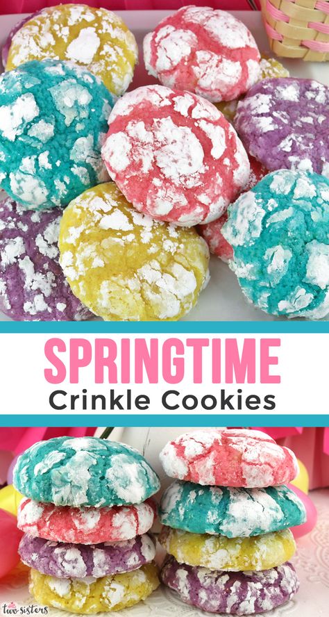 Cookies Crinkle, Easter Food Ideas, Easy Easter Cookies, Easter Cookie Recipes, Easy Easter Treats, Cookies Light, Crinkle Cookies Recipe, Lemon Crinkle Cookies, Spring Baking