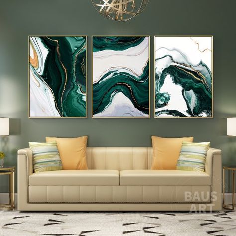 Ocean Prints, Texture Wall, Prints Abstract, Green Texture, Watercolor Ocean, Geometric Painting, Set Of 3 Prints, 3 Piece Wall Art, Ocean Print