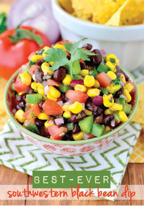 Southwestern Black Bean Dip – This vegetable-packed recipe is easy to make! A fresh appetizer guests are sure to enjoy. Corn Dog Muffins, Black Bean Dip, Corn Salsa Recipe, Iowa Girl Eats, Black Bean And Corn, Corn Salsa, Easy Salsa Recipe, Cold Appetizers, Bean Dip