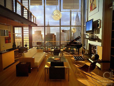 Contemporary Manhattan Loft - Living (DAY) I love it! La Loft Apartments, Big Loft Apartments, 2 Story Loft Apartment, Loft Astethic, Manhattan Appartement, Manhattan Apartment Luxury, Ny Loft Apartment, Manhattan Loft Apartment, Luxury Nyc Apartment