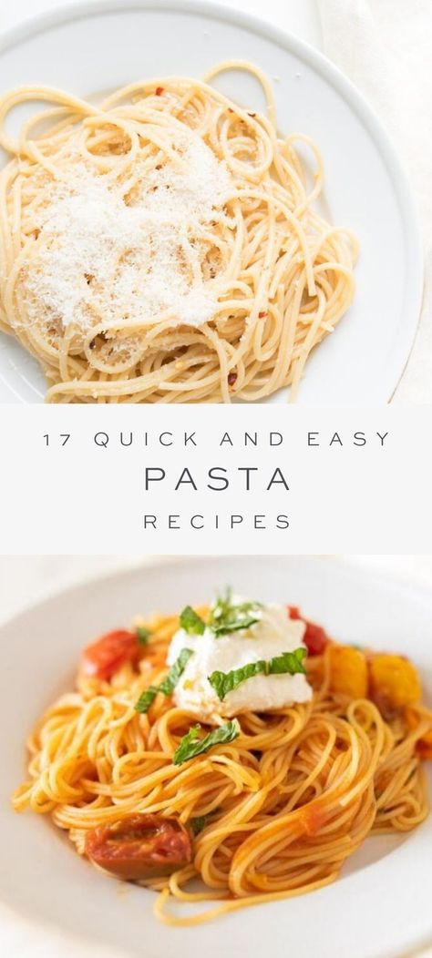 Easy Pasta Recipes for every occasion. Fresh, quick and easy pasta is a classic dinner option you’ll return to time and again. Many of these classic recipes are made with just a few ingredients from your pantry! #pasta #recipe #dinner #easydinnerrecipes #pantryrecipe Basic Pasta Recipe, Pasta Recipes For One, Light Pasta Sauce, Pasta Recipes For Two, Quick And Easy Pasta Recipes, Cheap Pasta Recipes, Meat Pasta Recipes, Light Pasta Recipes, Easy Pasta Recipes Quick