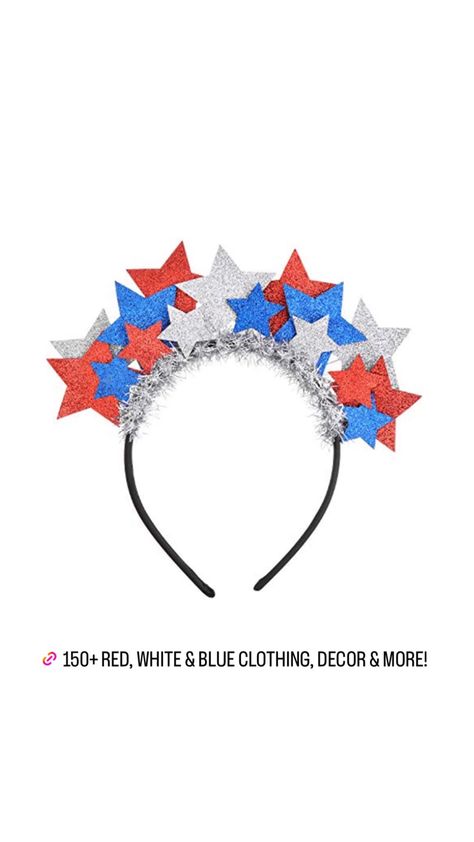 Memorial Day, Memorial Day wreaths, Memorial Day party, Memorial Day nails, Memorial Day decor, Memorial Day food, Memorial Day crafts, Memorial Day outdoor decor, Memorial Day outfit #memorialday #memorialdayparty #memorialdaynails #memorialdayfood Tinsel Headband, Independence Day Celebration, Star Headband, Kids Headbands, Black Costume, Plastic Headband, Top Knot Headbands, Blue Decor, Red And White Stripes