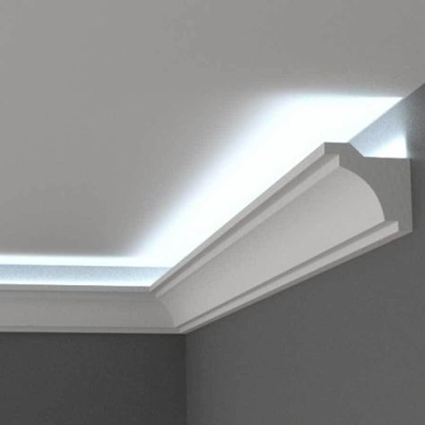 Strip Lighting Ceiling, Cove Lighting Ceiling, Crown Molding Lights, Paint Ceiling, Cornice Design, Ceiling Design Ideas, Hidden Lighting, New Ceiling Design, Design Ceiling