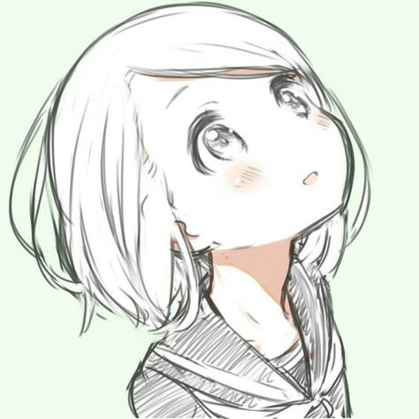 Looking Up Drawing, White Hair, Looking Up, A Girl, Long Hair, Hair, Anime, White