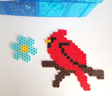 Red Cardinal! Perler Bead Cardinal, Cardinal Perler Bead Patterns, Art Perler Beads, Bead Creatures, Perler Bead Ideas, Perler Christmas, Fused Beads, Melted Beads, Beads Patterns