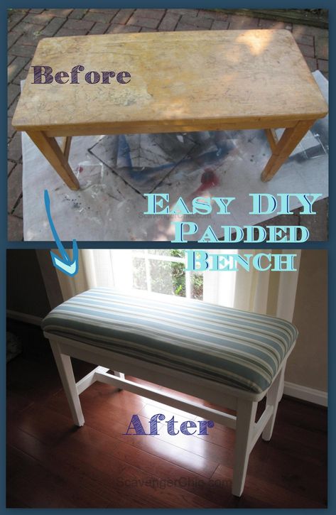 Easy DIY Padded Seat Cover Japanese Room Decor, Diy Bench Seat, Craft Room Tables, Painting Trim White, Padded Bench, Bench Covers, Witch Costumes, Japanese Room, Hi Hello