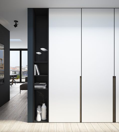 loft-style apartment and not only Modern Closet Designs, Modern Closet Doors, Vstupná Hala, Brick Accent Wall, White Wardrobe, Modern Closet, Teenage Room, Wardrobe Cabinets, 아파트 인테리어