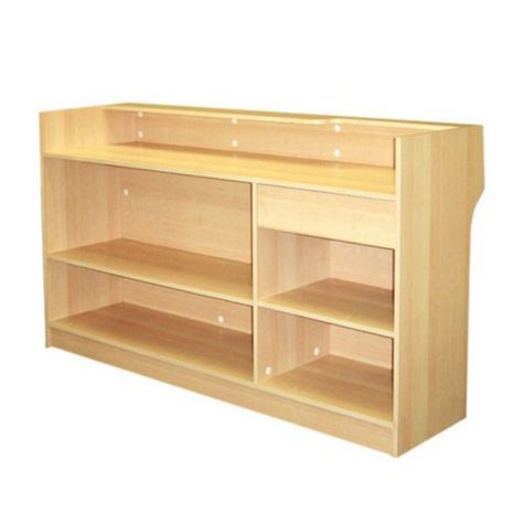 4ft. Full Vision Showcase (MAPLE) - A&B Store Fixtures Cash Register Counter, Canned Good Storage, Check Out Counter, Counter Ideas, Checkout Counter, Wall Display Cabinet, Clothing Rack Display, Gondola Shelving, Retail Counter