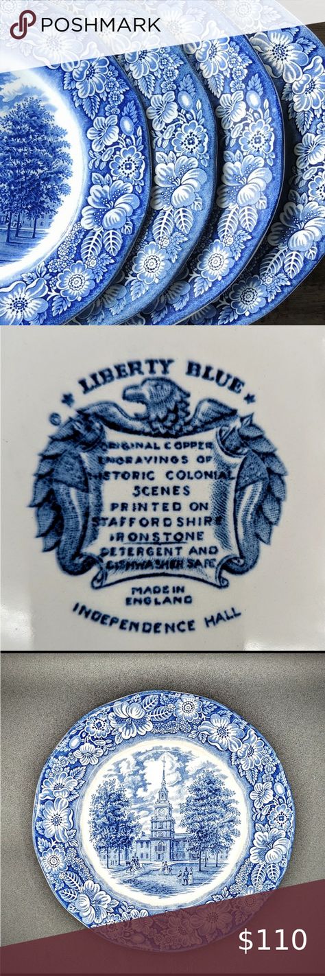 Staffordshire Liberty Blue Dinner Plates Independence Hall Ca. 1975 - 1981 Blue Dinner, Independence Hall, Blue Dinner Plates, White Dinner, Liberty Blue, White Dinner Plates, Dinner Plate Sets, Plates Set, Antique Items