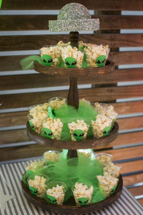 Alien Invasion themed birthday party                                                                                                                                                                                 More X Files Party Ideas, Area 51 Party Ideas, X Files Party, Area 51 Birthday Party Ideas, Alien Invasion Party, Alien Baby Shower Theme, Alien Themed Birthday Party, Alien Party Ideas, Alien Party Decorations