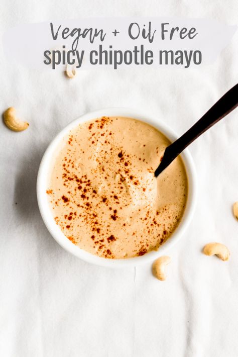 cashew-based spicy chipotle mayo (oil free) | Sprouting Zen Sushi Sauce, Vegan Dips, Easy Juice Recipes, Chipotle Mayo, Vegan Sushi, Bean Soup Recipes, How To Make Sushi, Vegan Sauces, Sprout Recipes