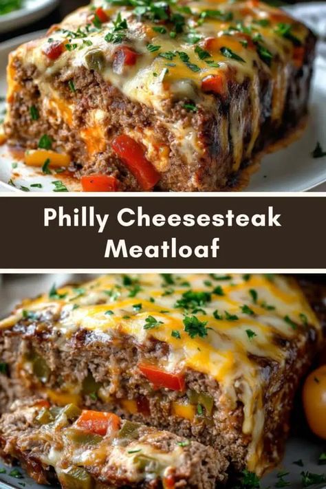 Philly Cheesesteak Meatloaf Meatloaf With Cheese Recipes, Cheesesteak Meatloaf, Sautéed Peppers, Perfect Meatloaf, Cheesesteak Sandwich, Cheese Whiz, Chopped Steak, Classic Meatloaf, Crowd Pleasing Recipes