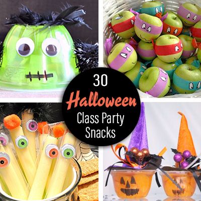 Pre-Packaged Halloween Class Party Snack Ideas - PTO Today Class Party Snack Ideas, Class Party Snacks, School Party Snacks, Kindergarten Halloween Party, Classroom Parent, Party Snack Ideas, Halloween Classroom Treats, Homeroom Mom, Class Snacks