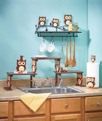 Owl Kitchen Decor, Owl Decorations, Owl Quilts, Owl Kitchen, Owl Paper, Owl Home Decor, Shelf Paper, Paper Owls, Themed Kitchen