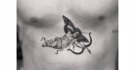 Tattoo Artist: Dr. Woo. Tags: celebrities, More Celebrities, Brooklyn Beckham, categories, Single Needle, Mythology, Cherubs, Angels, Religious. Body parts: Sternum. Dr Woo Tattoo, Cupid Tattoo, Cherub Tattoo, Tattoo Zeichnungen, Inspiration Tattoos, Painting Tattoo, Classic Tattoo, Angel Tattoo, S Tattoo