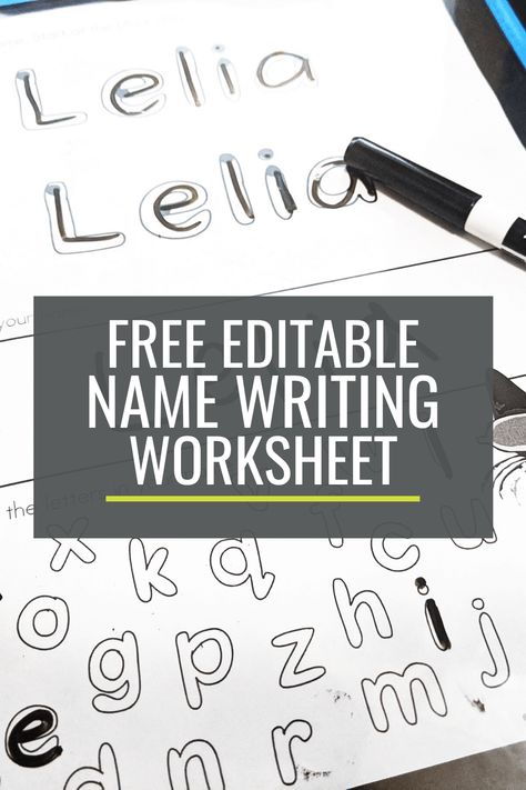 Free Name Writing Practice Sheet for Kindergarten via @kindergartenworks