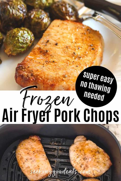 Air Fryer Recipes Pork Chops, Frozen Pork Chops, Cooking Frozen Pork Chops, Pork Chops In Air Fryer, Air Fryer Recipes Chicken Wings, Air Fryer Recipes Pork, Air Fryer Easy, Boneless Pork Chop Recipes, Parmesan Crusted Pork Chops