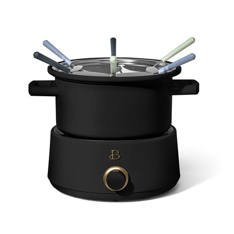 Arrives by Mon, Apr 17 Buy Beautiful 3QT Electric Fondue Set with Bonus 2QT Ceramic Pot, Black Sesame by Drew Barrymore at Walmart.com Drew Barrymore Appliances, Oil Fondue, Fondue Ideas, Fondue Night, Fork Ring, Fondue Forks, Fondue Pot, House Essentials, Chocolate Cheese