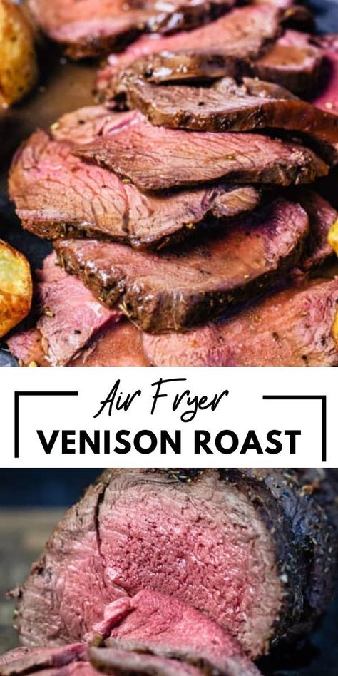 Air Fryer Venison Roast – making this impressive roasted venison haunch is incredibly easy! Just a handful of ingredients and you can make deliciously succulent and tender venison in under an hour. Air Fryer Venison, Venison Roast Crockpot, Deer Roast, How To Cook Venison, Venison Roast, New Air Fryer Recipes, Deer Recipes, Keto Crockpot Recipes, Venison Recipes