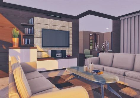 Sims 4 Living Room Ideas, Sims 4 Living Room, Mod Living Room, Living Room Sims 4, Sims 4 Kitchen, House Flippers, Sims 4 House Plans, Sims Ideas, Sims 4 House Design