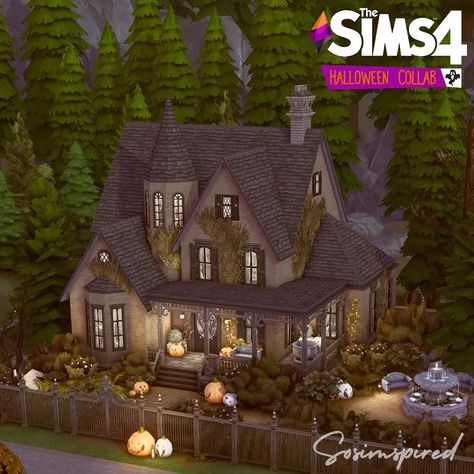 I made this spooky witch's house🎃 Do you like it? #sims #sims4 #thesims #thesims4 #builds #speedbuild #exterior #halloween #spooky #witchshouse #ts4 Spooky Sims House, Witch’s House Game, Bloxburg Spooky House Ideas, Sims 4 Spooky Build, Spell Caster House Sims 4, Witch House Sims 4 Plan, Witches House Exterior, Sims 3 Witch House, Bloxburg Witch House Ideas