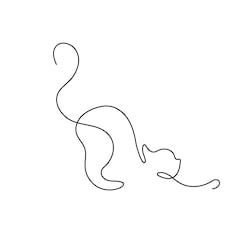 Small Line Cat Tattoo, Line Cat Tattoo Simple, Cat One Line Drawing, Line Art Cat Tattoo, Line Art Drawings Simple, Easy One Line Drawing, 1 Line Tattoos, Abstract Cat Tattoo, One Line Cat Tattoo