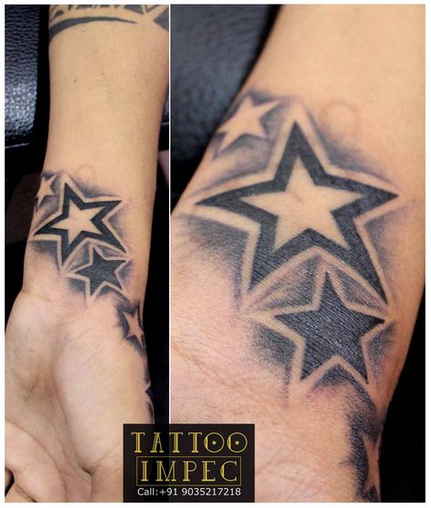 Star On Hand Tattoo, Star Tattoo Men, Hand Tattoos Stars, Elbow Star Tattoo, Star Sleeve Tattoo, 24 Tattoo, Star Tattoos For Men, Punk Tattoos, Shooting Star Tattoo