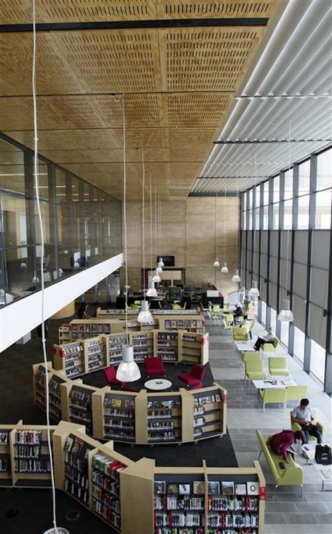 Australian library wins international Public Library of the Year Award 2014 | Architecture And Design Vintage Home Library, Library Public, Public Library Design, Bibliotheque Design, Library Inspiration, Beautiful Library, Library Architecture, School Interior, Library Furniture