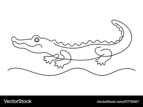 Crocodile Line Art, Wire Lizard, Contour Wire Sculpture, Angry Bear, Line Art Vector, Continuous Line, Natural Logo, Design Element, White Background