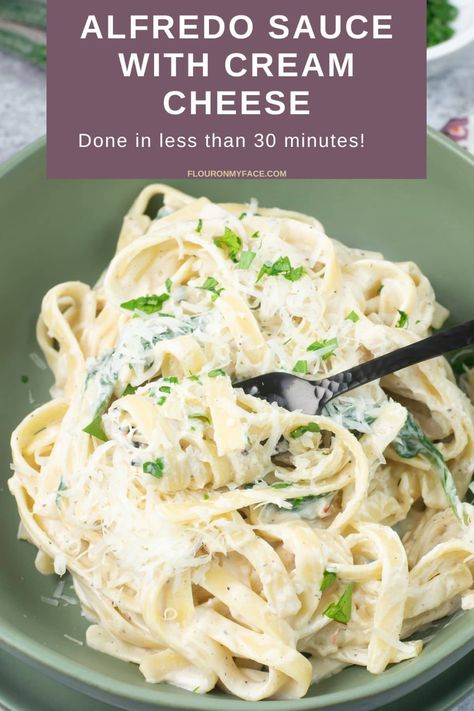 How to make a rich and creamy Alfredo sauce with creamy cheese the family will love. Cream Cheese Alfredo Sauce Recipe, Alfredo Sauce Made With Cream Cheese, Alfredo Sauce Recipe With Cream Cheese, Alfredo With Cream Cheese, Cream Cheese Alfredo Sauce, Alfredo Sauce With Cream Cheese, Cream Cheese Alfredo, Sauce With Cream Cheese, Fettucini Alfredo Recipe