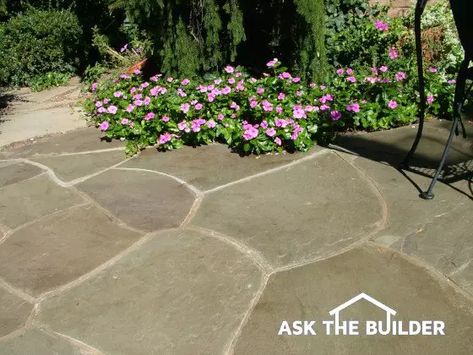 Flagstone Mortar Mix Paving Bricks, Sand Patio, Diy Pathway, Flagstone Pathway, Flagstone Pavers, Land Ideas, Crushed Granite, Slate Patio, Flagstone Walkway