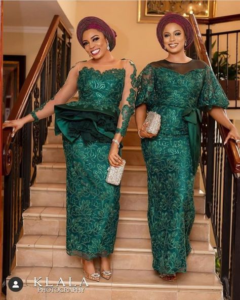 2019 WEDDING COLOR: EMERALD GREEN | THE ASO-EBI JUNKIE! Aso Ebi Styles Lace, Latest Lace Styles, Nigerian Lace Dress, Nigerian Dress Styles, Aso Ebi Lace Styles, Nigerian Dress, Nigerian Lace Styles Dress, Nigerian Lace Styles, African Lace Styles