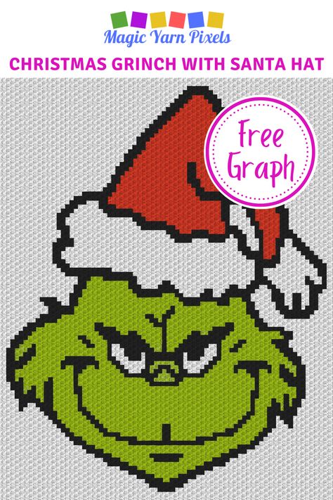 Get the Free Graph for this Christmas Grinch With Santa Hat Pattern. Modern graphs for c2c crochet, cross stitch & other crafts from Magic Yarn Pixels. Crochet Grinch Wreath Pattern, Grinch C2c Crochet Pattern, C2c Grinch Scarf Free Pattern, Crochet Grinch Pillow Pattern, Corner To Corner Crochet Pattern Free Christmas, Grinch Crochet Blanket Pattern Free, C2c Crochet Blanket Chunky Yarn, C2c Christmas Graphs, Grinch Afghan Patterns