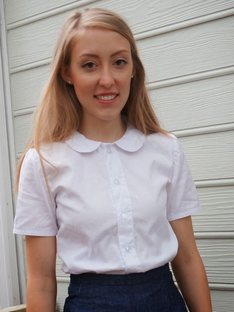 Collar Blouse Pattern, Shirt Collar Pattern, Peter Pan Collar Shirt, Sewing Blouses, Peter Pan Collar Blouse, Handmade Skirts, Modern Mid Century, Collar Pattern, Holiday Dress